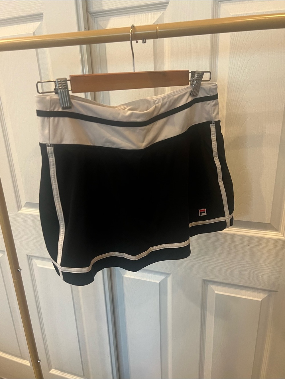Fila Black and White Tennis Skirt with Contrast Trim